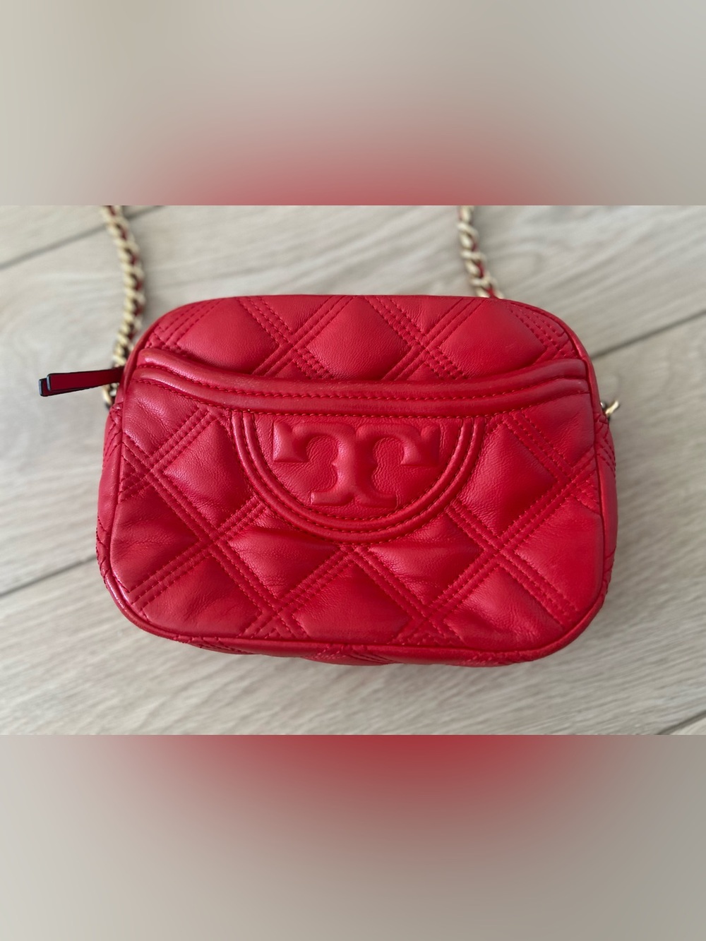 Tory Burch red fleming small Crossbody purse - Picture 2 of 11